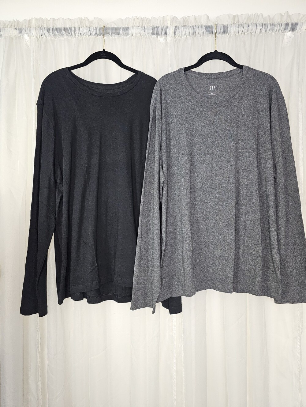 Gap The Essential Long Sleeve Crewneck Tee Bundle Of 2 - Black & Gray XXL NEW